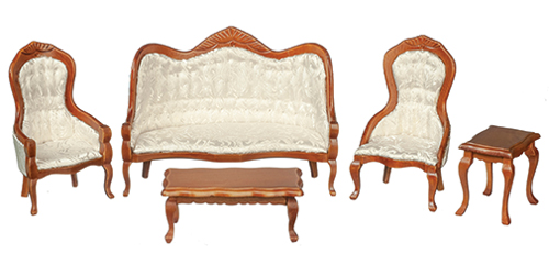 Victorian Living Room Set of 5, Walnut